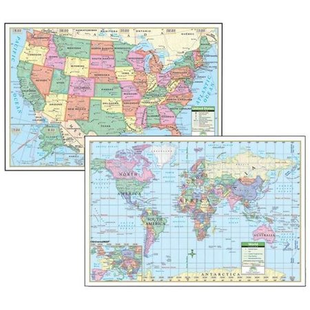 UNIVERSAL MAP GROUP LLC Universal Map 12489 40 x 28 Inch Us And World Paper - Rolled Maps 12489